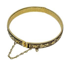 Damascene Gold Cuff Bracelet Geometric Design‎ by Midas of Toledo Spain